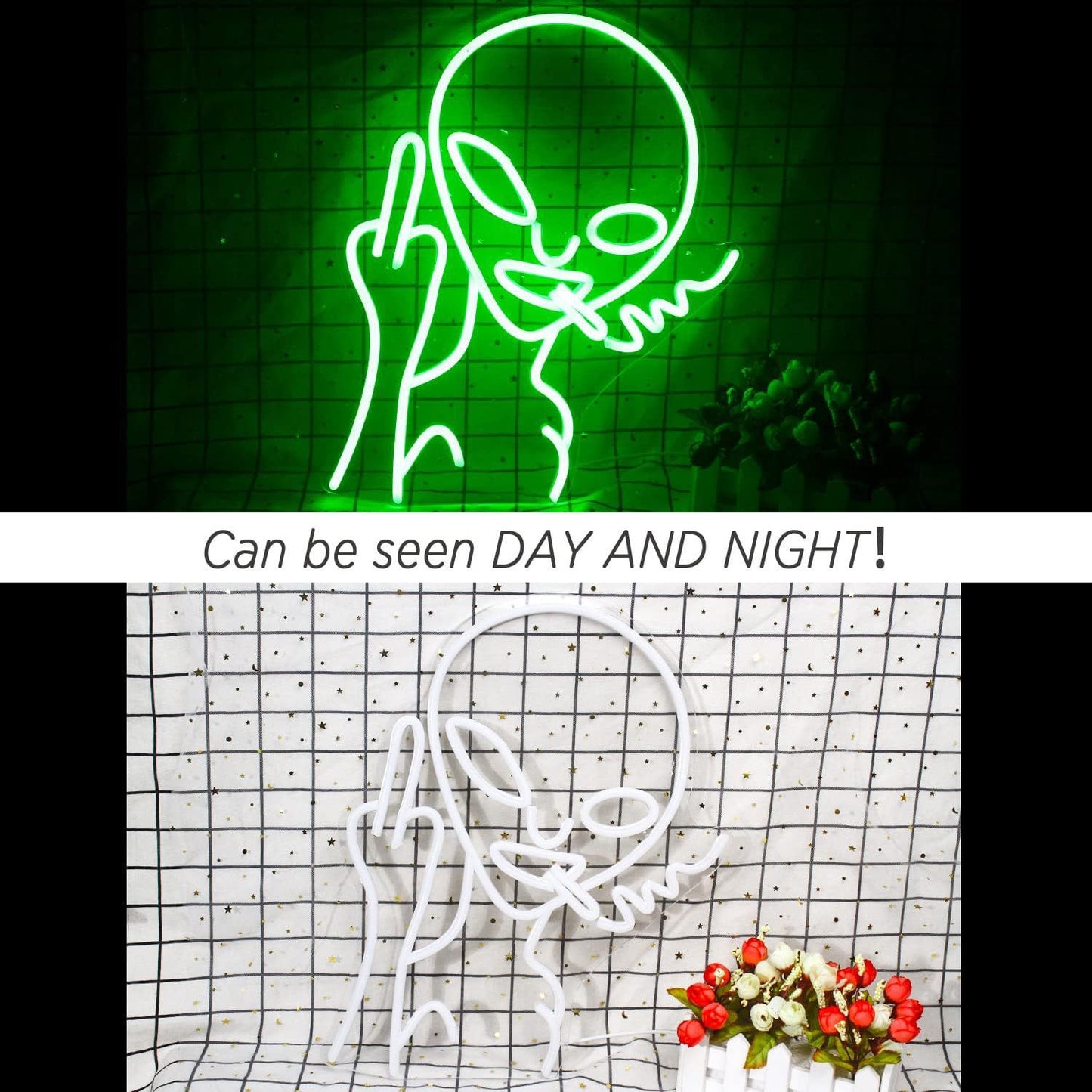 Green Alien Pattern Neon Sign Lamp