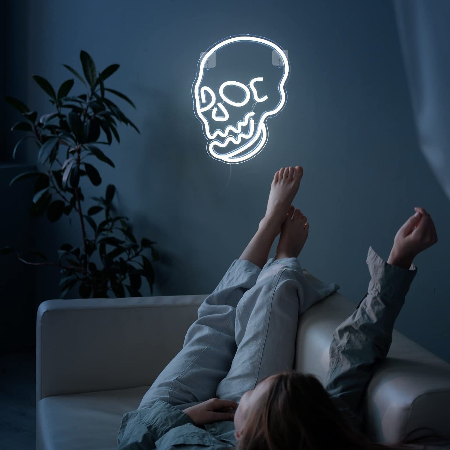 Halloween PVC  Skull  White Light  Neon Design Lights