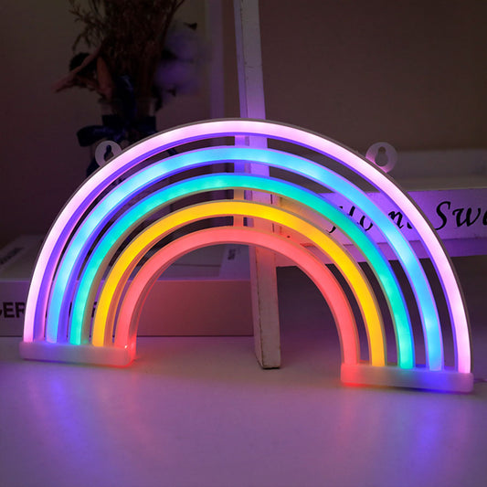 Cute Rainbow Neon Sign Night Light LED Rainbow Shaped Neon Sign Light Wall Decor