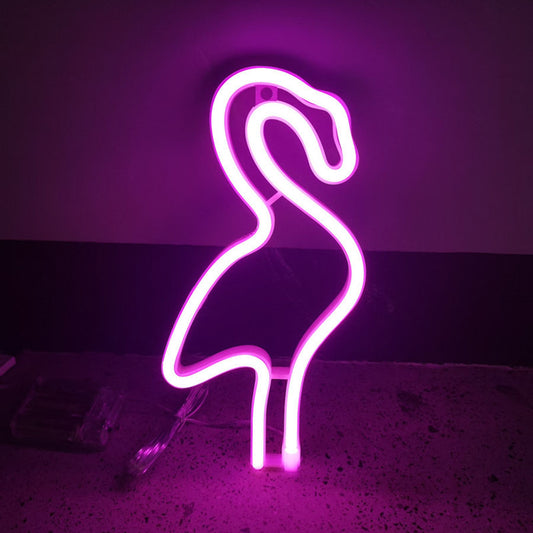 Flamingo Bird Sign Neon Light Animal Figure Decor Ornaments Lamp Nightlight for Room