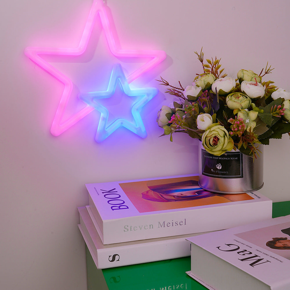 Star Shape LED Neon Sign Lights Modeing USB Battery LED Light
