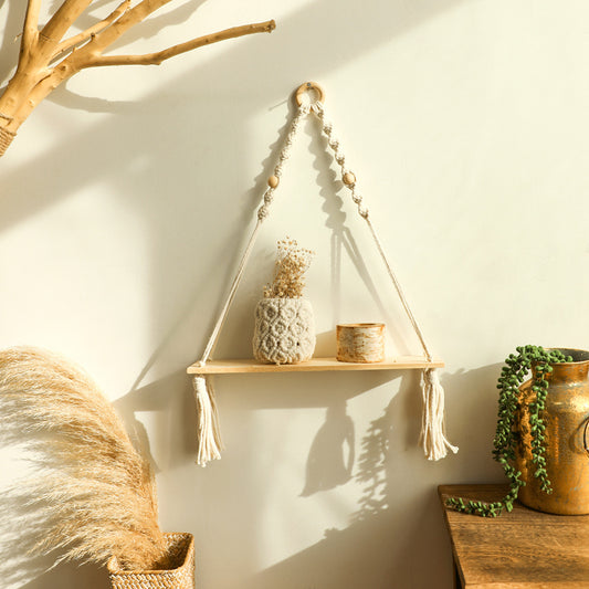 Boho Knitting Fringed Simple Shelf Wall Decorate