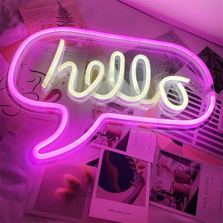 Pink Hello Letter Decorative Neon Light