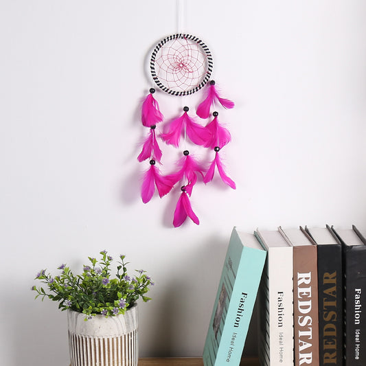 Pink Feather Weave Dream Catcher Decoration