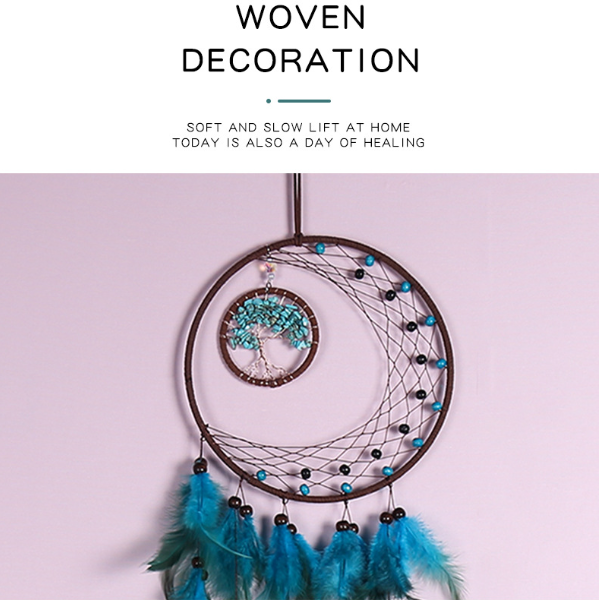 Green Feather Weave Tassel Dream Catcher