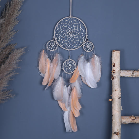 Orange Feather Weave Dream Catcher Decoration