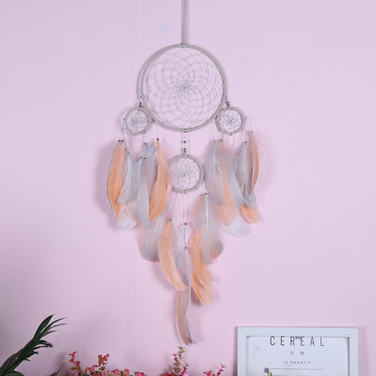 Orange Feather Weave Dream Catcher Decoration