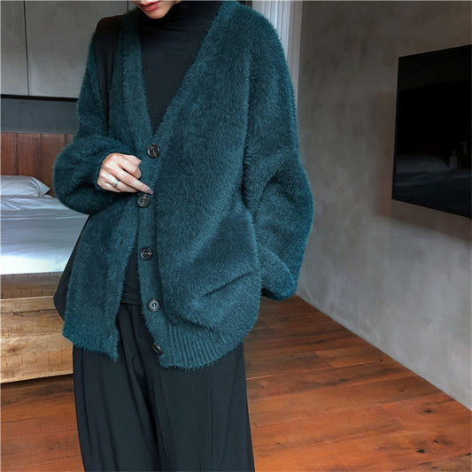 Lazy Style Pure Color Loose Knitted Sweater