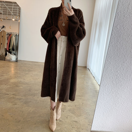 Loose Pure Color Women's Long Sweater Coats