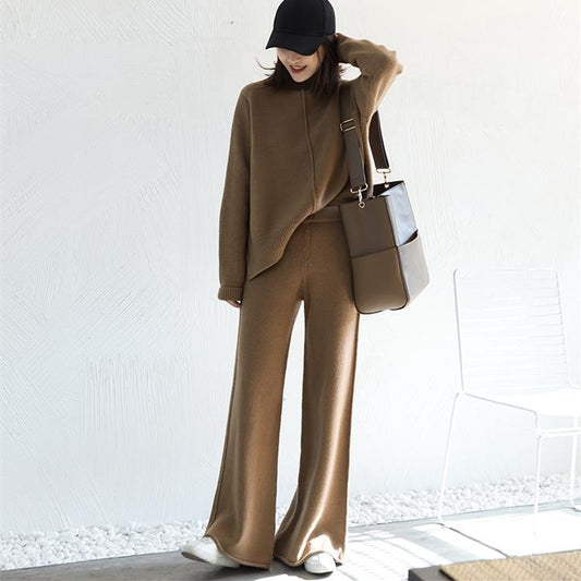 Pure Color Casual Trouser Suit For Women