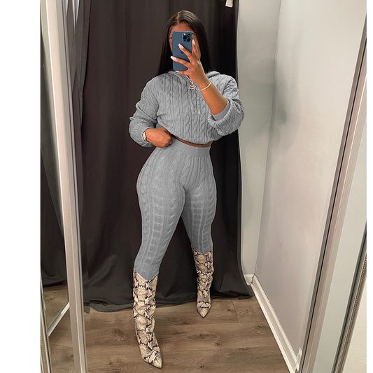 Women Solid Sweater Matching 2 Piece Trouser Sets