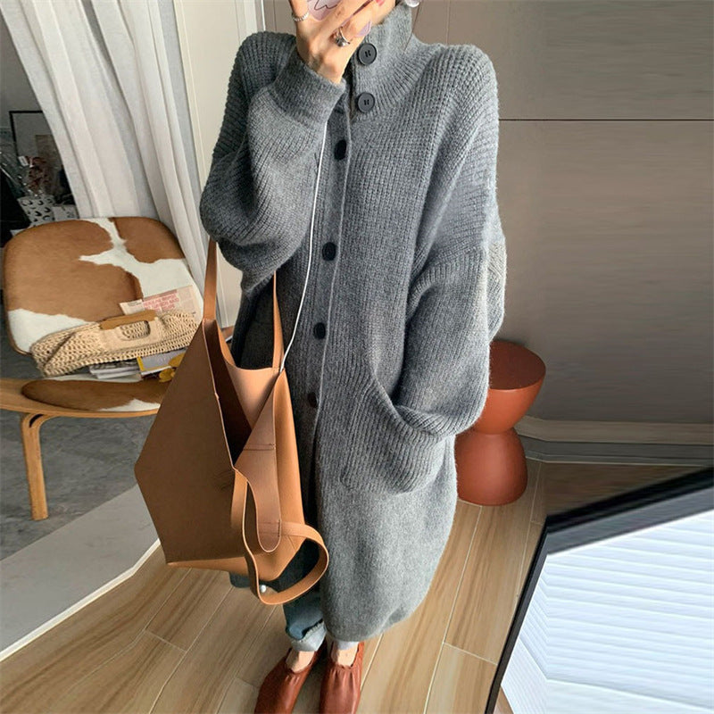 Loose Pure Color Women's Long Sweater Coats