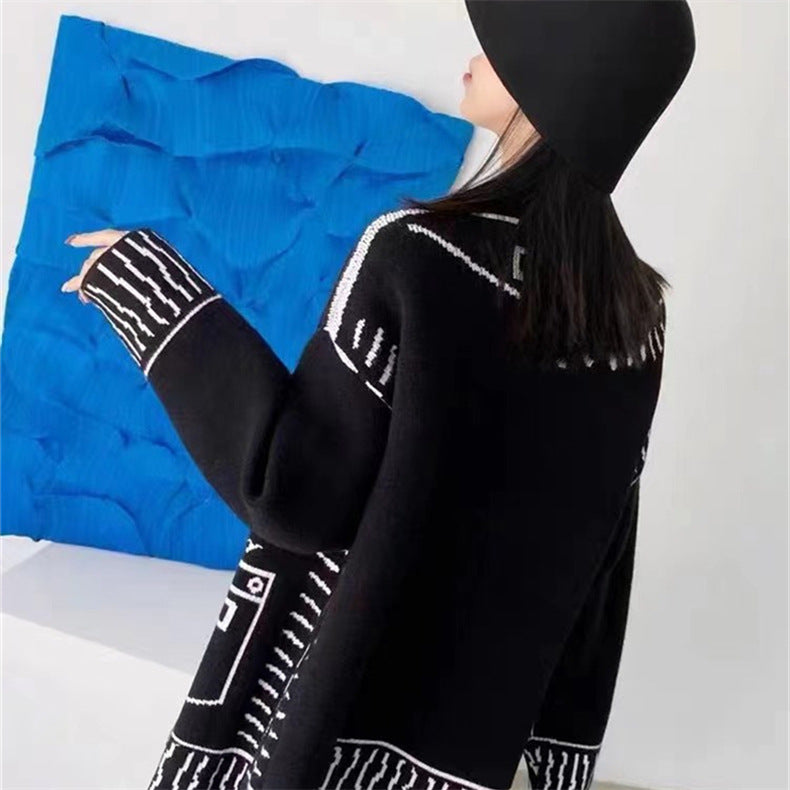 Lazy Loose Knitting Graffiti Women's Sweaters Top