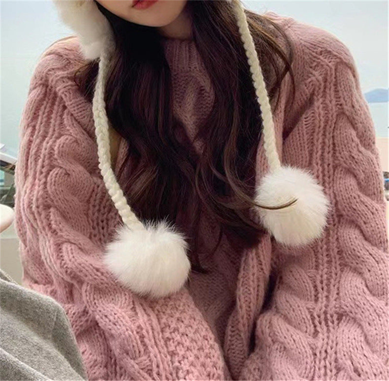 Loose Round Neck Pure Color Mid-Length Knitwear