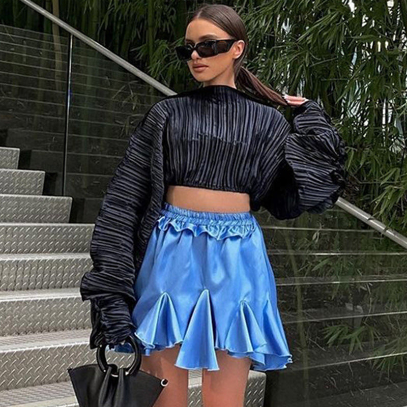 Designer Latest Trendy Ruched  Long Sleeve Cropped Tops